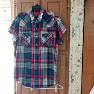 FREE SHIP💲ELY PLAINS Pearl Snap SS Shirt XL VTG Western 🤠 Truckers Welcome 💖